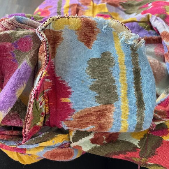 Vintage 90s 1991 Colorful Boho Hippie Floral Flower Front Tie Crop Top Blouse S - Picture 7 of 7